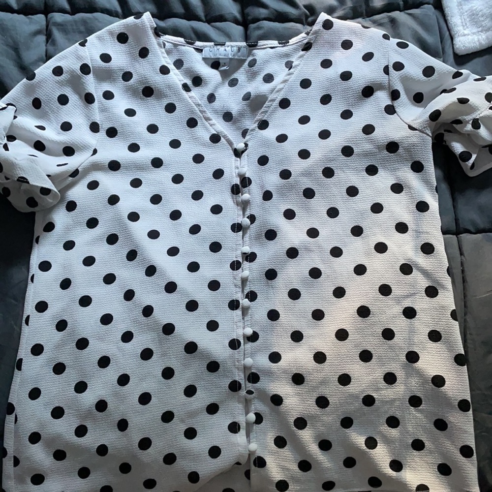 Polka dot flowy top